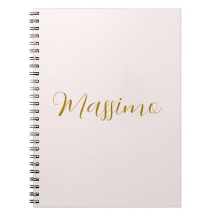 Caderno Espiral Caligrafia Elegante Cor Dourada e Pastel Nome Simp