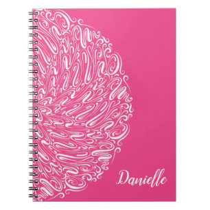 Caderno Espiral Caligrafia Elegante Rosa Quente