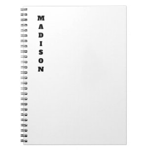 Caderno Espiral Caligrafia Nome Elegante Preto & Branco