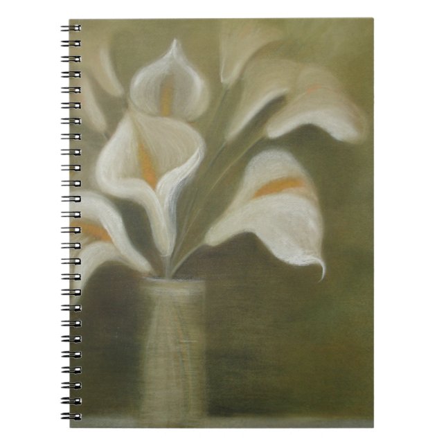 Caderno Espiral Calla Corta Flores Em Vaso Artístico-Vazio (Frente)