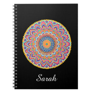 Caderno Espiral Calm Linda e Colorida Floral Mandala