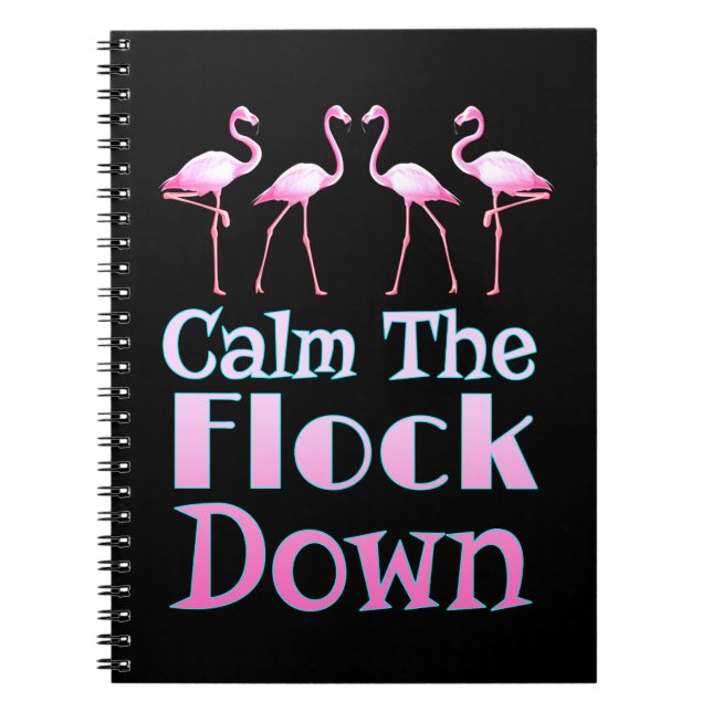 Caderno Espiral Calma, Flamingo Engraçado. (Frente)