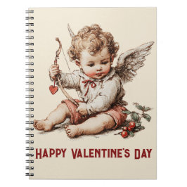 Caderno Espiral Cama de Cupido Vintage com Arco de Coração