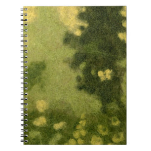 Caderno Espiral Camada de verão, pintura de lã, tons verdes paisag