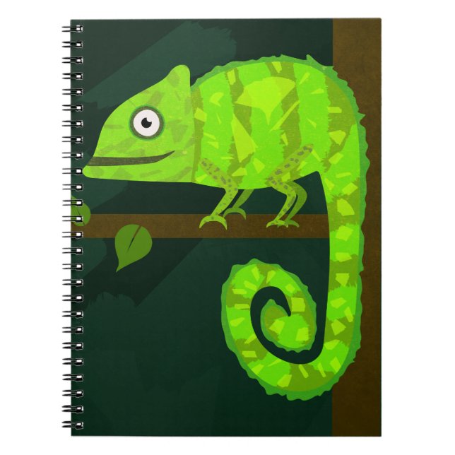 Caderno Espiral Camaleão verde fofo (Frente)