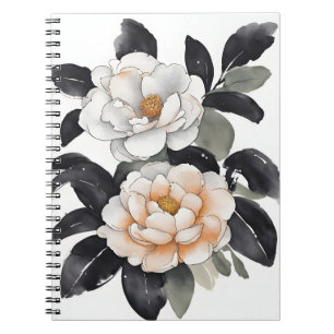 Caderno Espiral Camélia - Flores aquarela