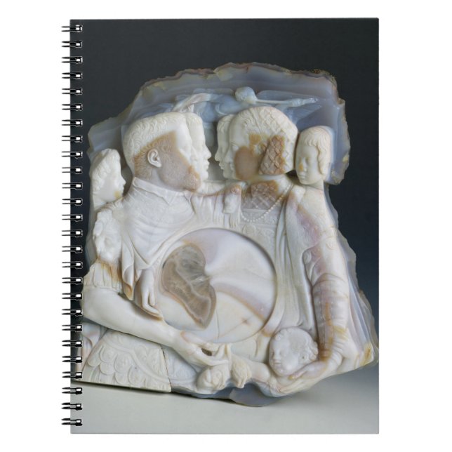 Caderno Espiral Cameo que descreve Cosimo de Medici (1519-74) e (Frente)