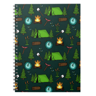 Caderno Espiral Camfire In Forest, Happy Camper, Engraçado acampam