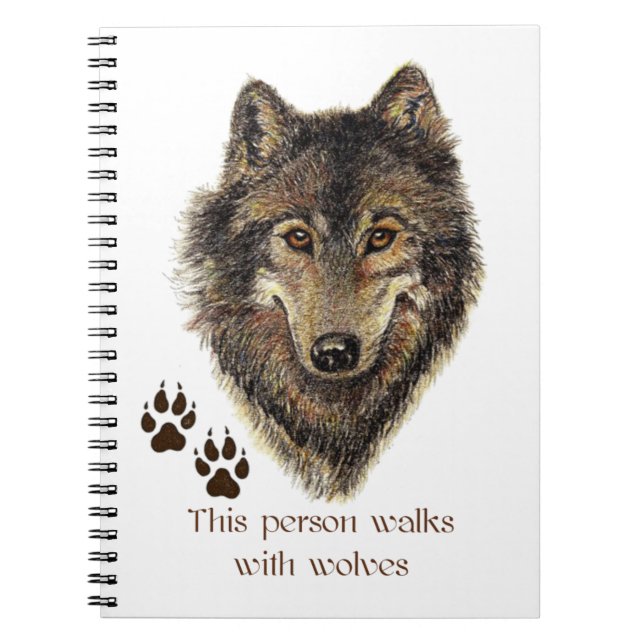 Caderno Espiral Caminhada com a citação de Wolf Wolf (Frente)