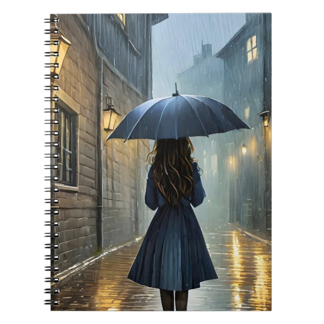 Caderno Espiral Caminhando na chuva (Frente)