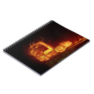 Caderno Espiral Caminhão ardente vermelho em chamas do fogo