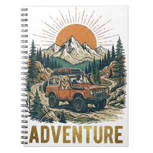 Caderno Espiral Caminhão de Aventura dos Amantes de Cachorro Retro