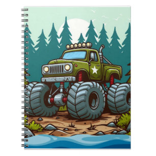 Caderno Espiral Caminhão do Monstro Verde na floresta