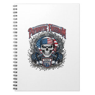 Caderno Espiral Caminhão Monstro de Caveira Patriótico 1776 Off Ro