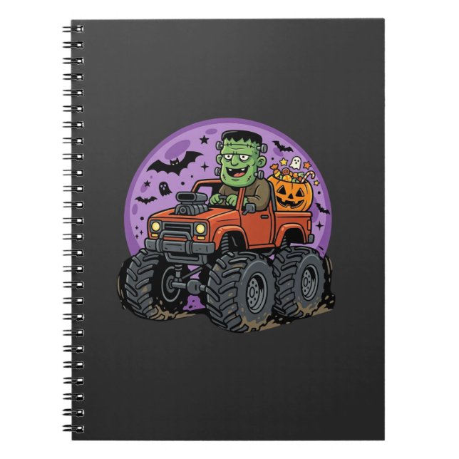Caderno Espiral Caminhão Monstro Frankenstein Design Gráfico de Ha (Frente)