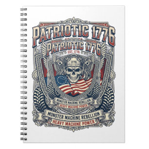 Caderno Espiral Caminhão Monstro Patriótico 1776 Off Road Skull Ca