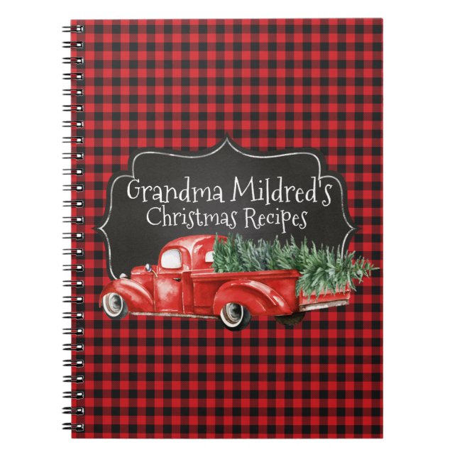 Caderno Espiral Caminhão Vermelho Xadrez Negra Vermelho Negra Edit (Frente)