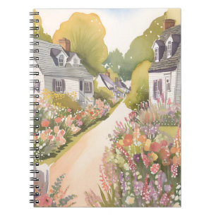 Caderno Espiral Caminho das Flores Silvestres   Aquarela de Cidade