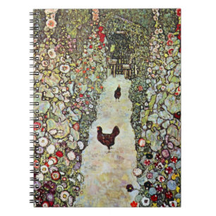 Caderno Espiral Caminho do Jardim com Galinhas, Gustav Klimt, Art