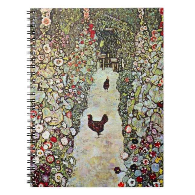 Caderno Espiral Caminho do Jardim com Galinhas, Gustav Klimt, Art  (Frente)