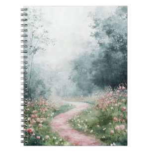 Caderno Espiral Caminho Florestal de Estrada Rural Nebulosa Paisag