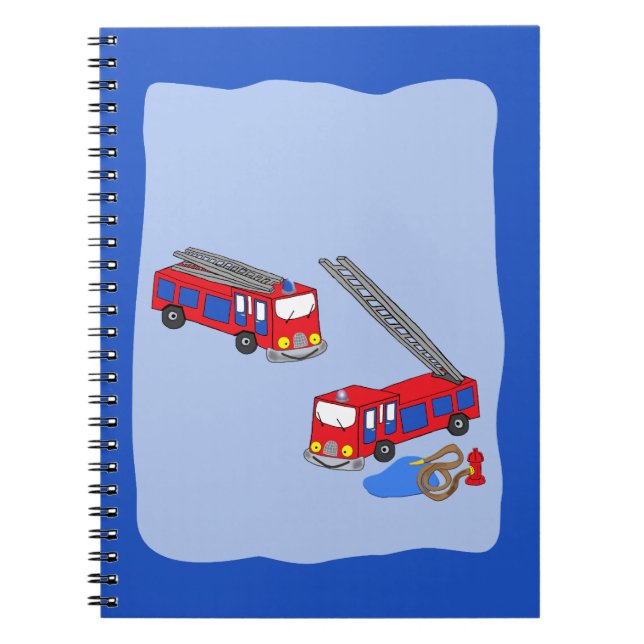 Caderno Espiral Caminhões de Fogo Vermelho de Bombeiro (Frente)