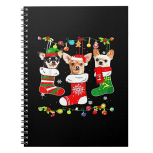 Caderno Espiral Camisa Clássica de Cachorro Chihuahua Luzes de Nat