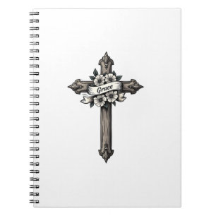 Caderno Espiral Camisa Cristã Gravada Cruz de Graça (1)
