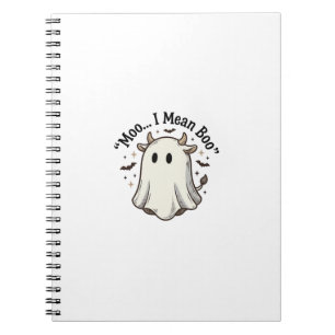 Caderno Espiral Camisa Cute Ghost Cow Halloween Moo Eu Quero Dizer