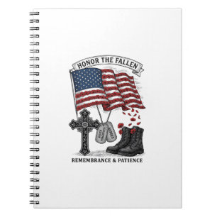 Caderno Espiral Camisa da Bandeira do Papoula da Cruz Memorial Pat