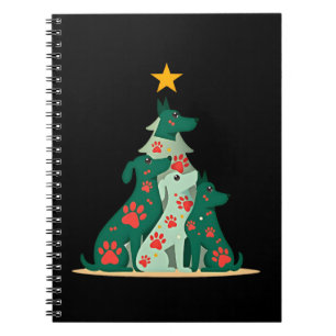 Caderno Espiral Camisa de árvore de Natal de cachorro - Natal de c