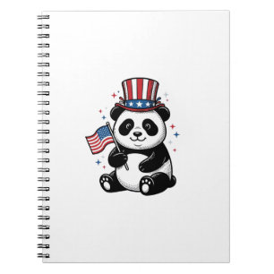 Caderno Espiral Camisa de bandeira de panda patriota vintage Desig