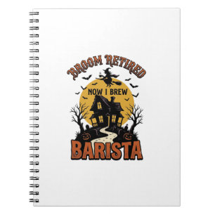 Caderno Espiral Camisa de Barista de Halloween Bruxa Engraçada Pun