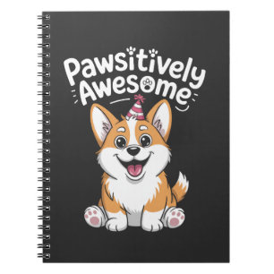 Caderno Espiral Camisa de Cachorro de Aniversário de Corgi Positiv