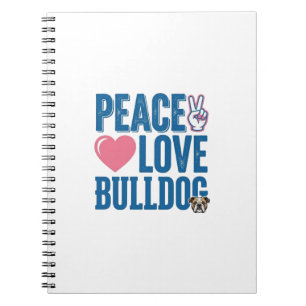 Caderno Espiral Camisa de Cachorro Vintage de Paz e Amor Bulldog D