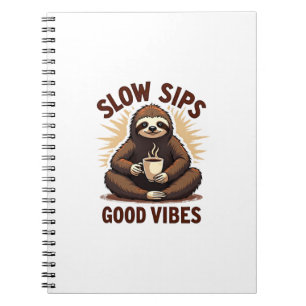 Caderno Espiral Camisa de café de preguiça vintage Humor matinal l