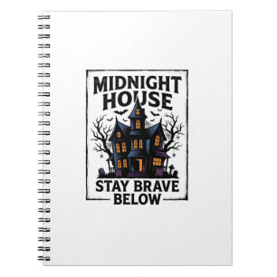 Caderno Espiral Camisa de Casa Assombrada Design de Noite Assustad