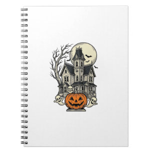Caderno Espiral Camisa de Casa Assombrada Gravura Vintage Hallowee