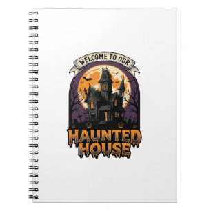 Caderno Espiral Camisa de Casa Assombrada Vintage Halloween Bem-vi