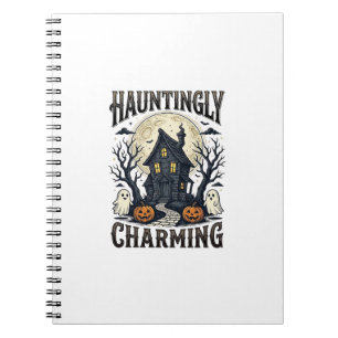 Caderno Espiral Camisa de Casa Assombrada Vintage Halloween Cottag