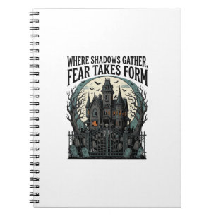 Caderno Espiral Camisa de Citação de Casa Assombrada Vintage Gótic