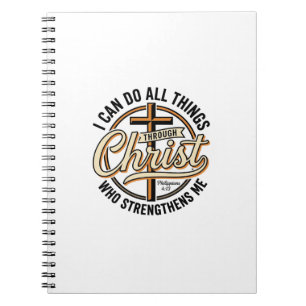 Caderno Espiral Camisa de Citação Vintage Filipenses 4_13 Cristã