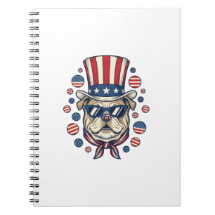 Caderno Espiral Camisa de desenho de gravação vintage Patriotic Bu