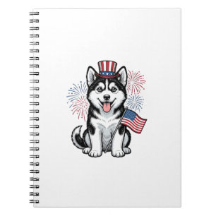 Caderno Espiral Camisa de Desenho Vintage de Cachorro Husky Patrio