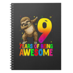 Caderno Espiral Camisa de Feliz Aniversário de 9 Anos de Preguiça 