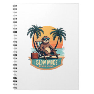 Caderno Espiral Camisa de férias retrô de preguiça engraçado relax