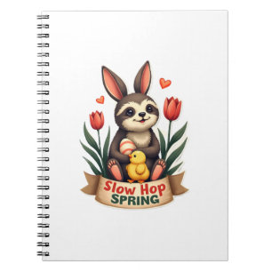 Caderno Espiral Camisa de Flores de Primavera Bunny Sloth de Pásco