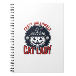 Caderno Espiral Camisa de Gato de Bruxa Vintage Louca Dama do Gato