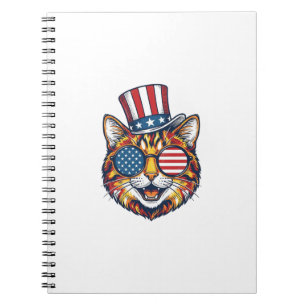 Caderno Espiral Camisa de Gato Patriota com Desenho de Gravura Vin