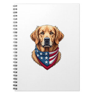 Caderno Espiral Camisa de Gravura Vintage do Golden Retriever Patr